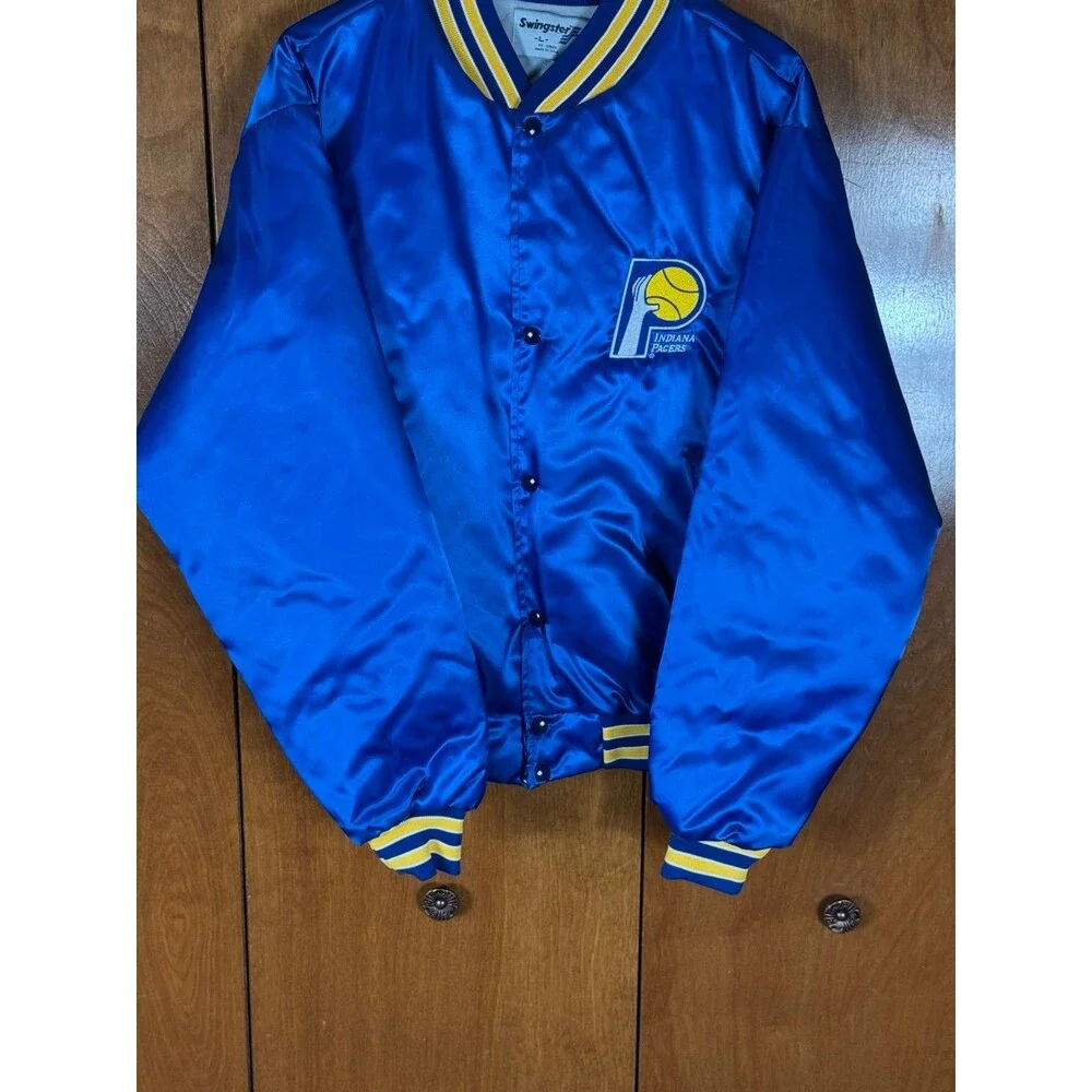 Vintage Indiana Pacers‎ NBA Basketball Swingster Satin Jacket Bomber Large L USA